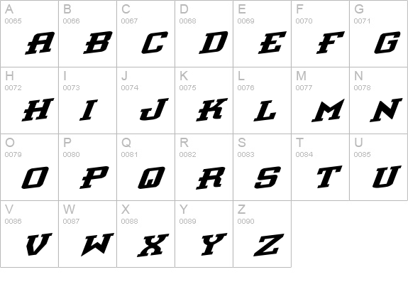Interceptor Rotalic uppercase A-Z preview