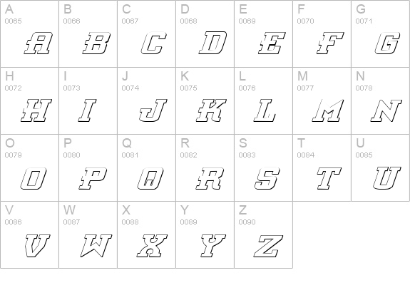 Interceptor Shadow Italic uppercase A-Z preview