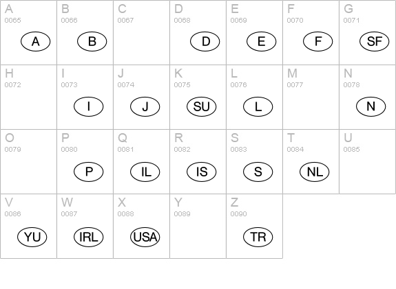 InternationalSymbolsP01 uppercase A-Z preview