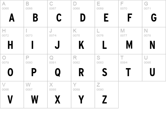 Interstate-BoldCondensed uppercase A-Z preview