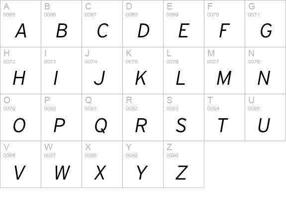 Interstate Light Italic uppercase A-Z preview