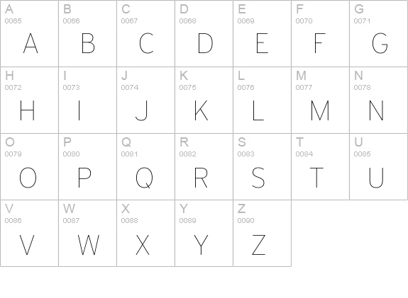 Interstate Thin uppercase A-Z preview