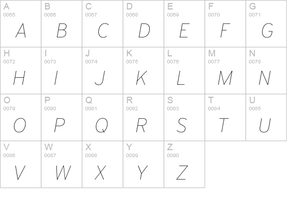 Interstate Thin Italic uppercase A-Z preview