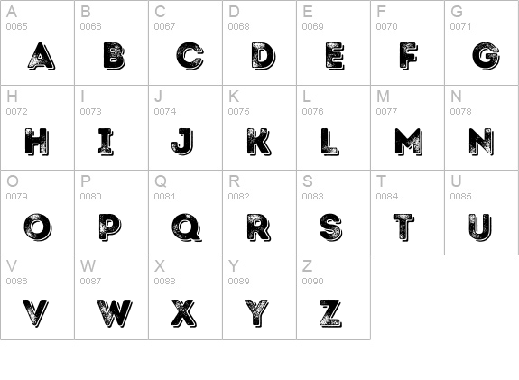 Intro Rust G Base Shade uppercase A-Z preview