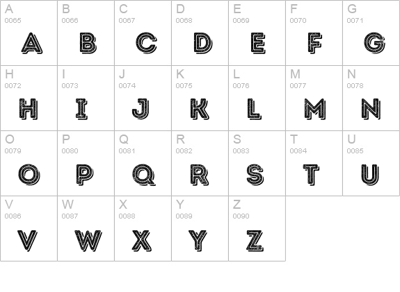 Intro Rust H2 Base 2 Line Shade uppercase A-Z preview