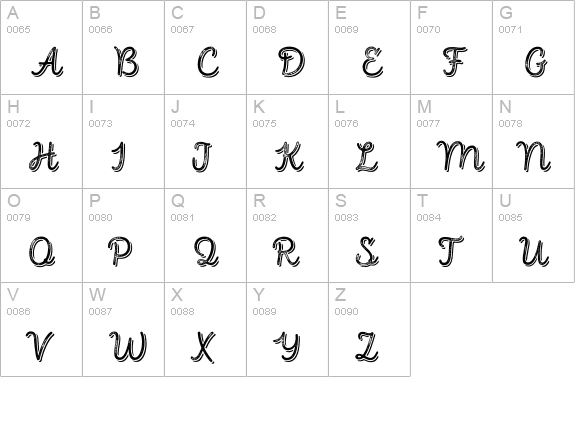 Intro Script R G Base Shade uppercase A-Z preview