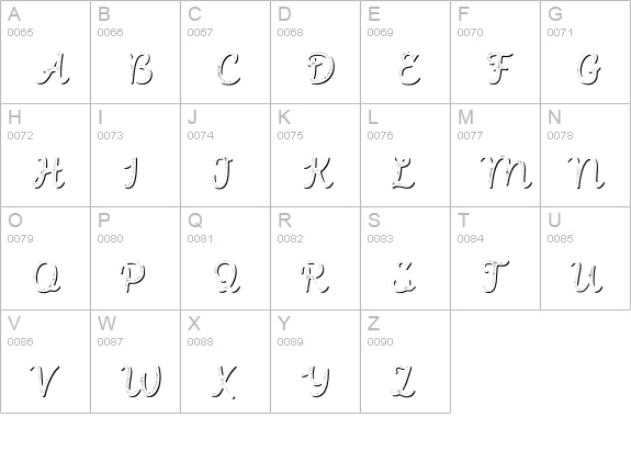 Intro Script R H2 Shade uppercase A-Z preview
