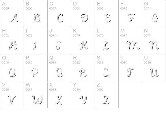 Intro Script R L Shade uppercase A-Z preview
