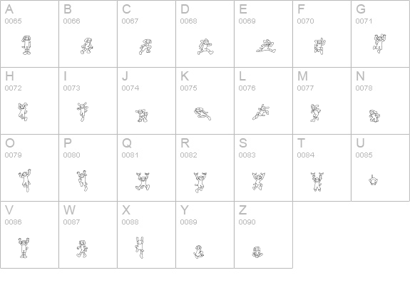 Inu-character uppercase A-Z preview