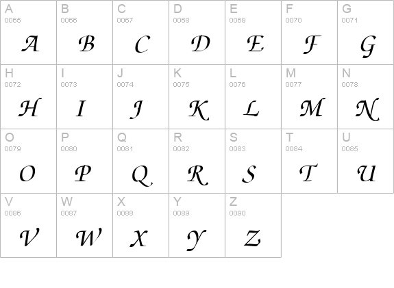 Invitation Regular uppercase A-Z preview