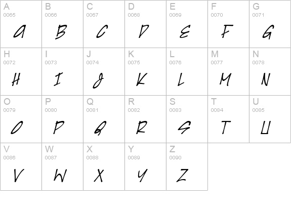 Irezumi Italic uppercase A-Z preview