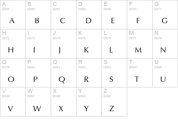IrisUPC uppercase A-Z preview