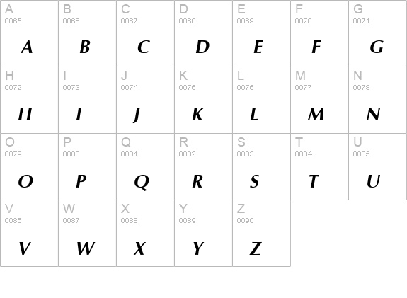 IrisUPC Bold Italic uppercase A-Z preview
