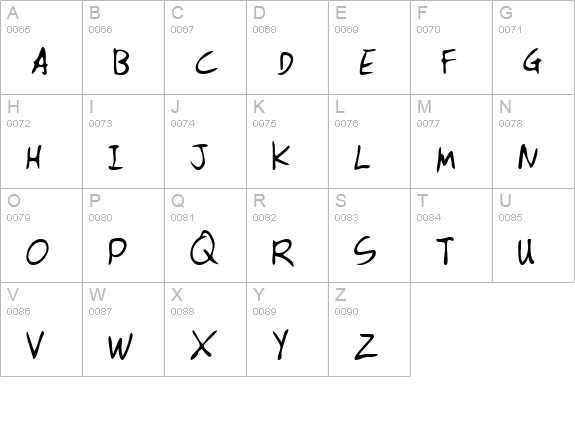 IrvingsHand Regular uppercase A-Z preview