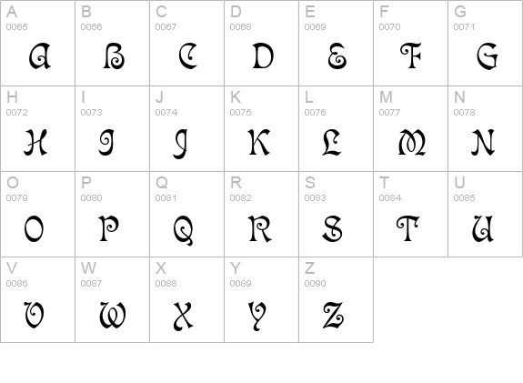 Isabella uppercase A-Z preview