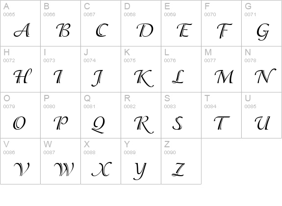 Isadora ICG uppercase A-Z preview