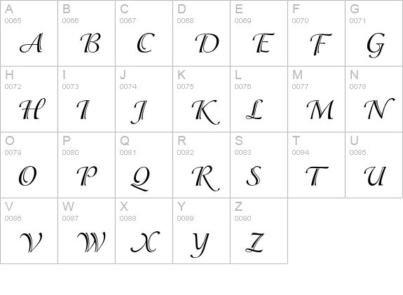 IsadoraEF-Regular uppercase A-Z preview