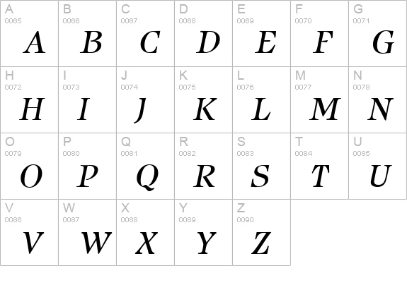 Isbell Italic uppercase A-Z preview