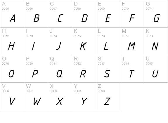 ISOCPEUR Italic uppercase A-Z preview