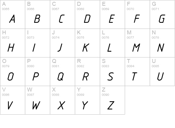 Isonorm3098-Italic uppercase A-Z preview