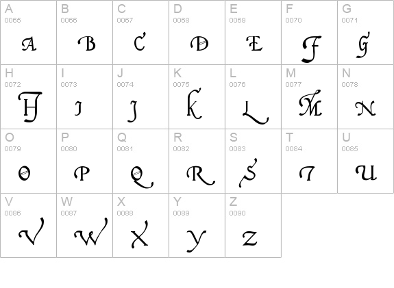 Italian Cursive, 16th c. uppercase A-Z preview