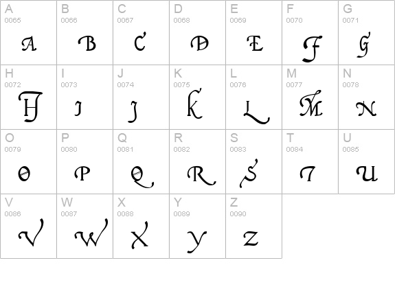 Italian Cursive 16th c. uppercase A-Z preview