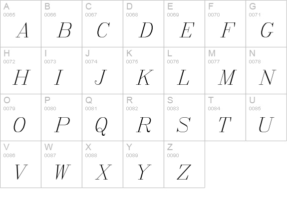 Italic uppercase A-Z preview