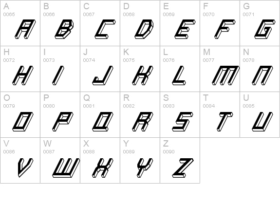 Italic Bricks Regular uppercase A-Z preview