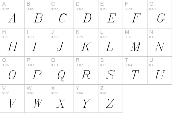 ItalicC uppercase A-Z preview