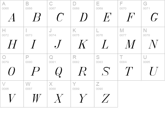 ItalicT uppercase A-Z preview