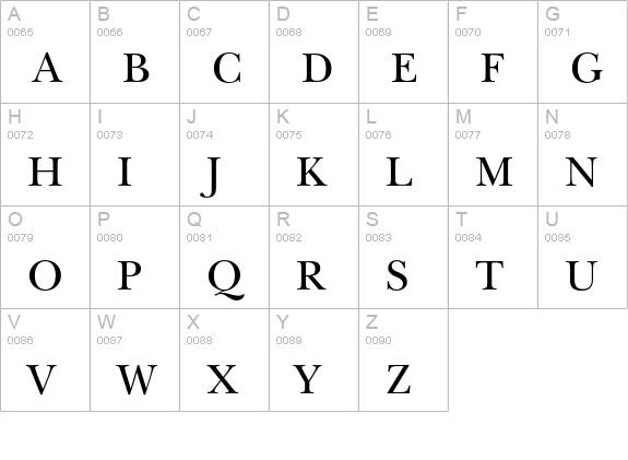 ITC New Baskerville Small Caps & Old Style Figures uppercase A-Z preview