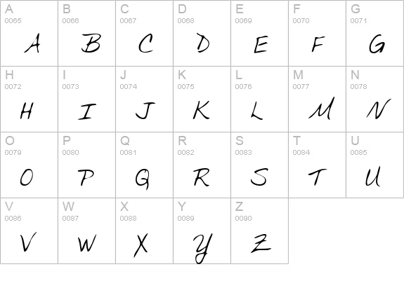 IvysHand Regular uppercase A-Z preview