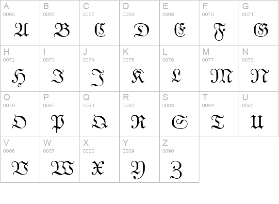 J790-Blackletter-Regular uppercase A-Z preview