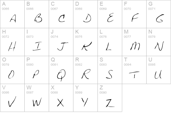JackiesHand Regular uppercase A-Z preview