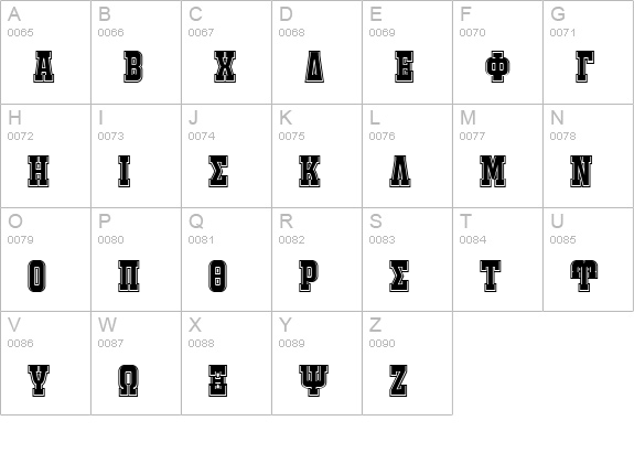JACKPORT GREEK NCV uppercase A-Z preview