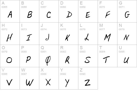 JacksHand Regular uppercase A-Z preview