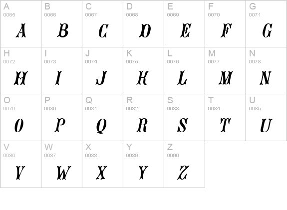 Jacques Italic uppercase A-Z preview