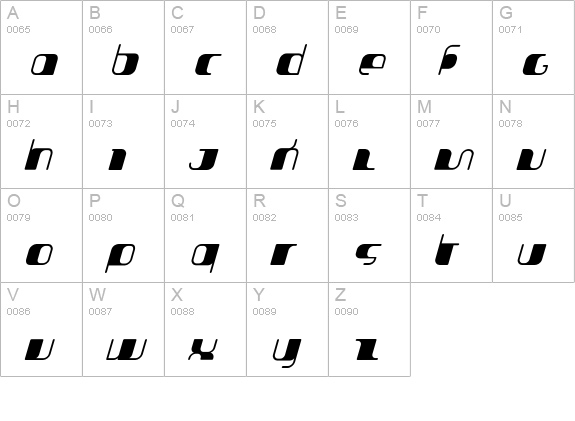 Jakone-BoldItalic uppercase A-Z preview