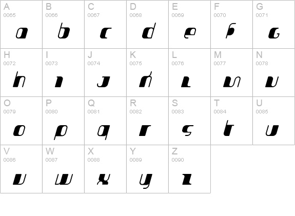 Jakone-CondensedBoldItalic uppercase A-Z preview