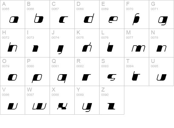 Jakone-ExtendedBoldItalic uppercase A-Z preview
