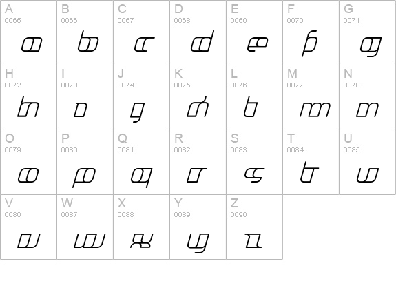 Jakone-ExtendedItalic uppercase A-Z preview