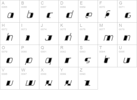 Jakone-InlineItalic uppercase A-Z preview