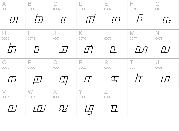 Jakone-Italic uppercase A-Z preview