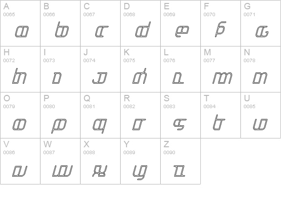 Jakone-TwinItalic uppercase A-Z preview