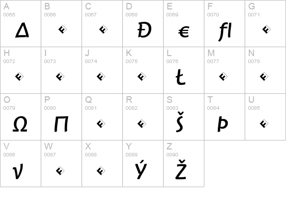 Jambono-RegularExpert uppercase A-Z preview