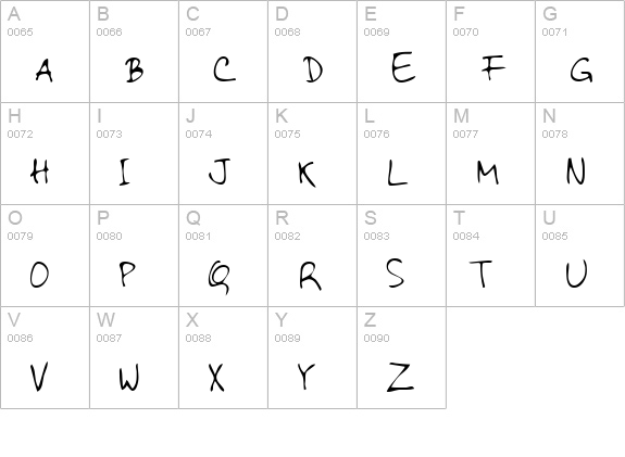 JamesHand Regular uppercase A-Z preview