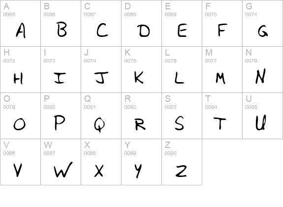 JanicesHand Regular uppercase A-Z preview