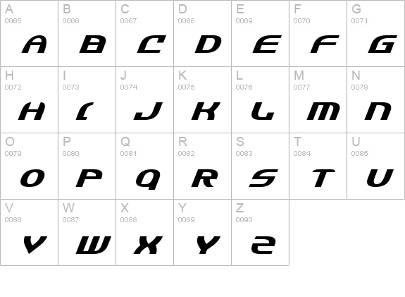 Jannisaries Expanded Italic uppercase A-Z preview