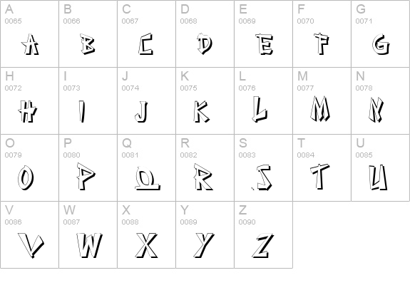 JaponesaShadow uppercase A-Z preview