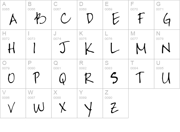 Jayne Print Hand uppercase A-Z preview
